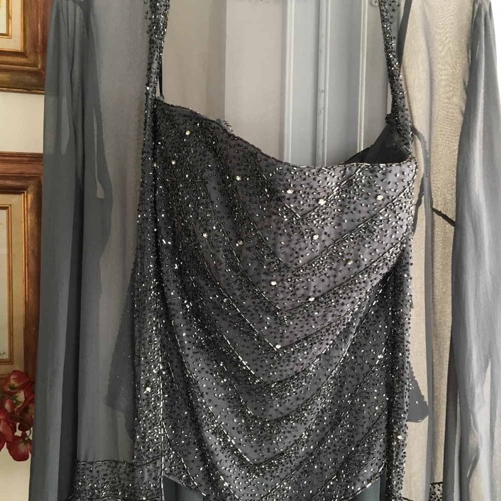 Grey chiffon gown & jacket